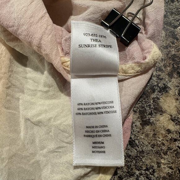 Rails Top Boho Cottage Coastal Grandma Soft Girl Button Up Tie Stripe Medium - Picture 5 of 8